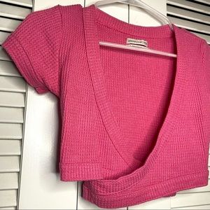 Urban Outfitters | Tops | Urban Outfitters Uo Karlie Waffle Wrap Top In  Pink Size Small | Poshmark